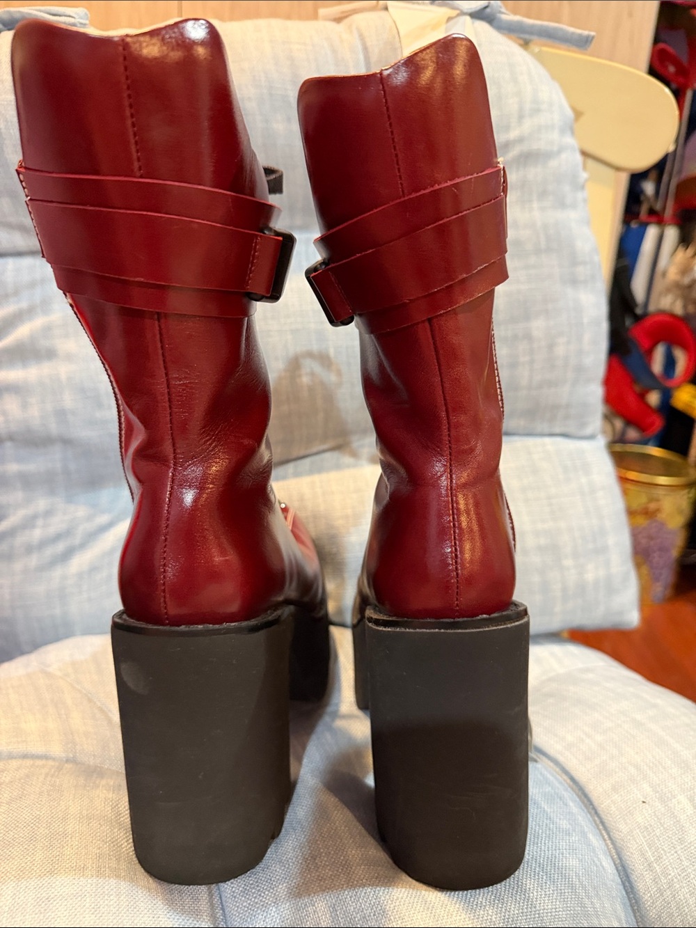 Jeffrey Campbell Burgundy Lace-Up Platform Ankle Boots - Picture 5 of 6